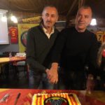 Luca Quarta presidente del Lecce Club Ferrara e il presidente del Lecce Saverio Sticchi Damiani